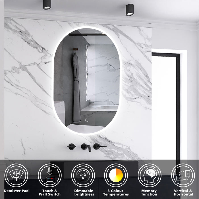 AICA Bathrooms Oval Bathroom Mirror LED Lights