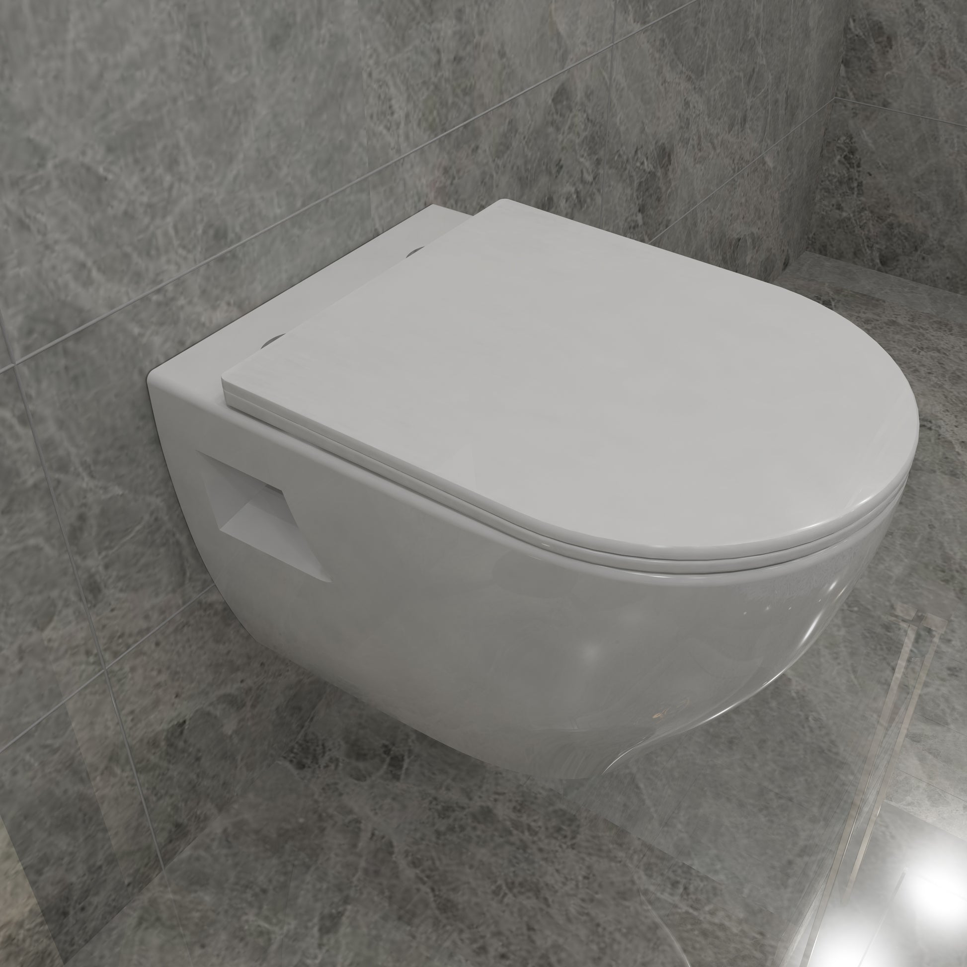 AICA Bathroom Wall Hung Toilet Round WC Pan With UF Soft Close Seat