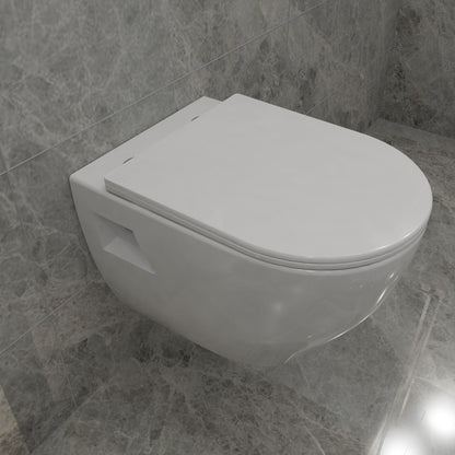 AICA Bathroom Wall Hung Toilet Round WC Pan With UF Soft Close Seat
