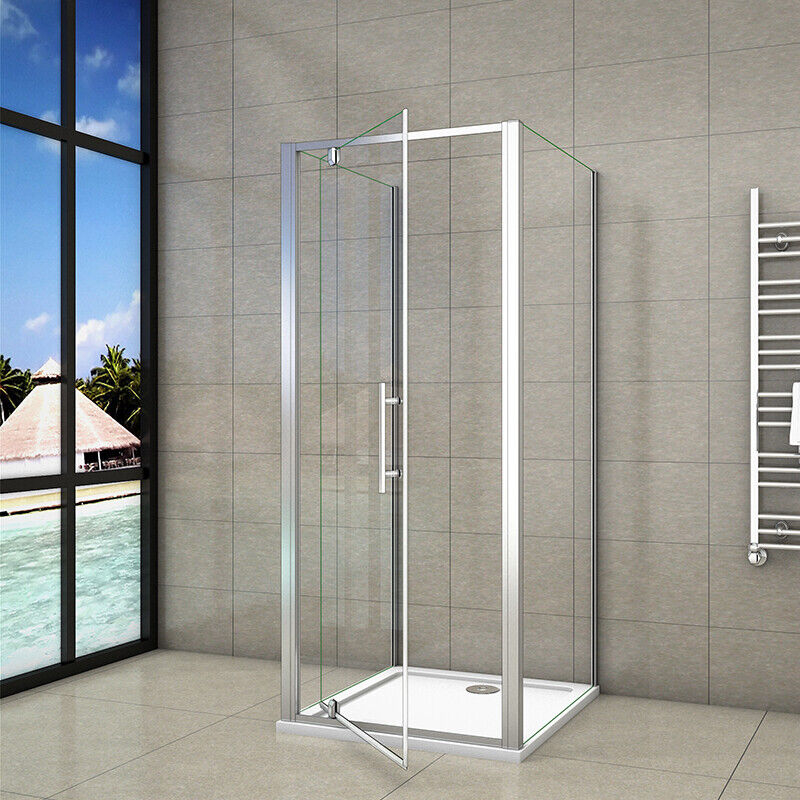 80x70CM Pivot Shower Enclosure Glass Clear Door+Double Side Panel