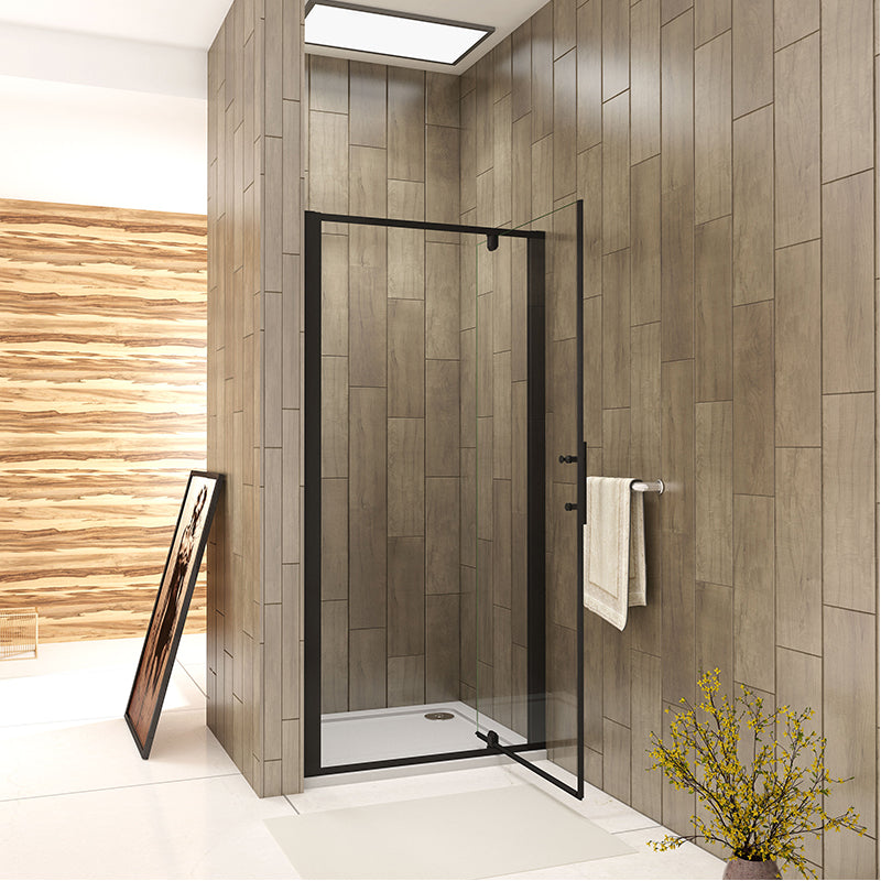 AICA 100x185cm Black Pivot Shower Door Enclosure
