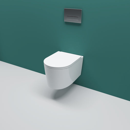 AICA Bathroom Modern Rimless Wall Hung Toilet WC Pan With UF Soft Close Seat