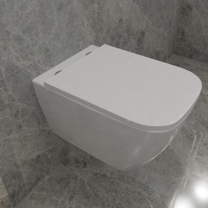 AICA Bathroom Rimless Wall Hung Toilet UF Soft Close Seat Square WC Pan Modern