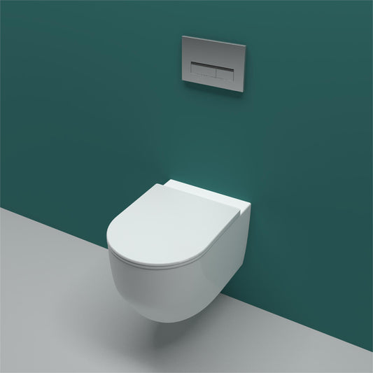 AICA Bathroom Wall Hung Rimless Toilet Pan Soft Close Seat (UF) WC