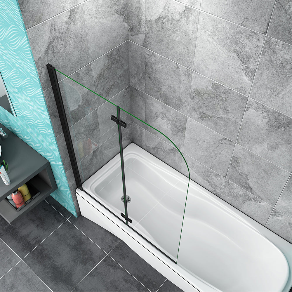 100x140cm Black Pivot Bath Screen Shower Easy Clean Glass