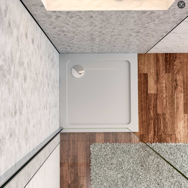 Square Rectangle White Shower Stone Tray Free Waste Trap