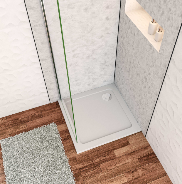 Square Rectangle White Shower Stone Tray Free Waste Trap