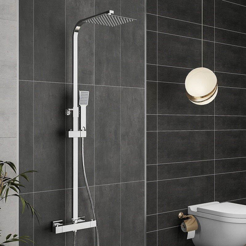 AICA square chrome shower set