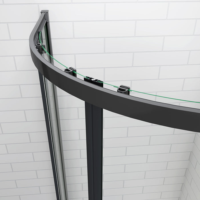 AICA Black Quadrant Shower Sliding Enclosure 90x90x185cm
