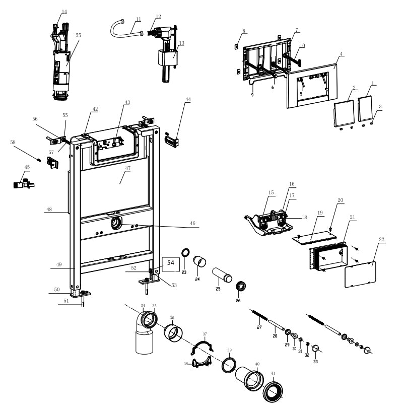 820mm heigh Aica concealed toilet cistern frame set