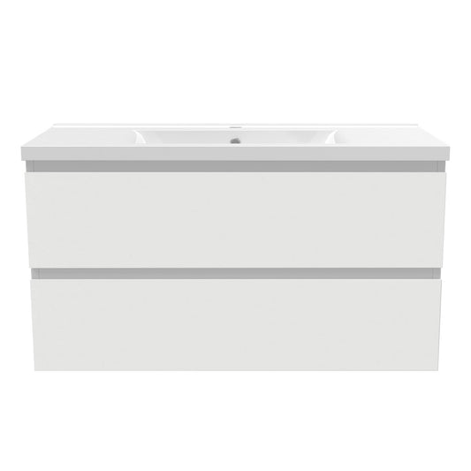 white vanity unit with basin wall-hung