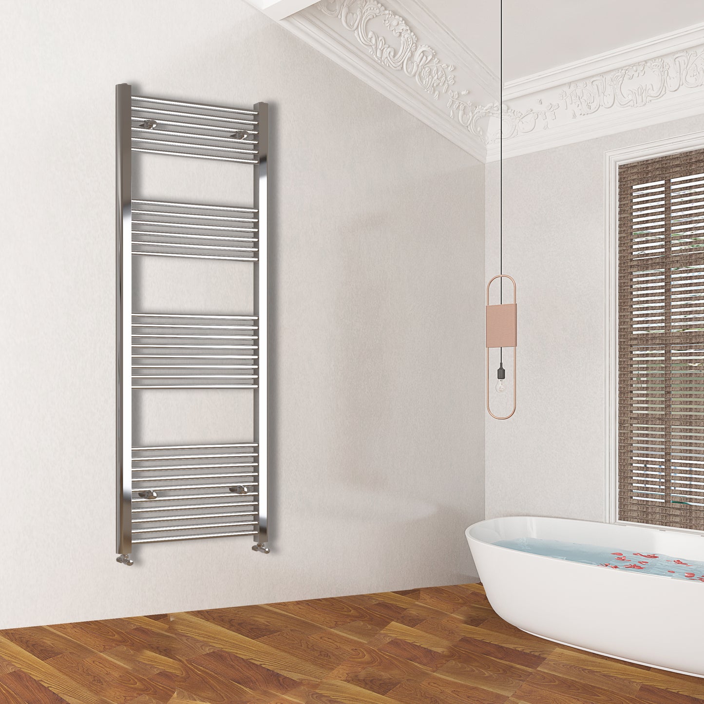 Chrome Heated Towel Rail Straight Bathroom Ladder Radiator