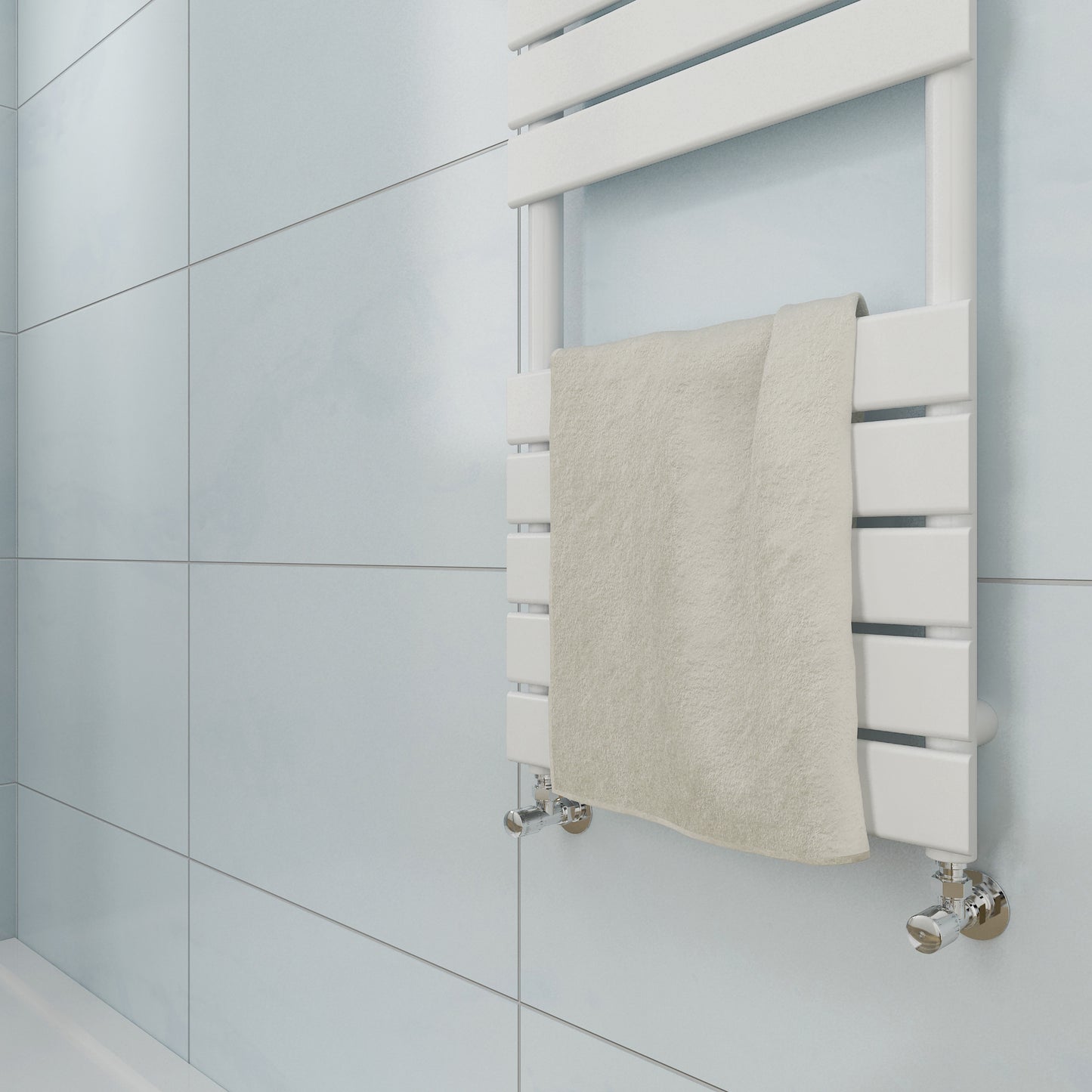    Flat-Panel-White-Heated-Towel-Rail-ladder-Radiator-detail