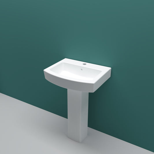 AICA Bathroom Pedestal Square Basin Sink Full Floorstanding Single Tap Hole
