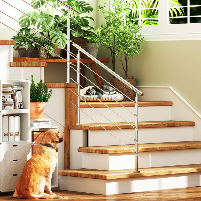 AICA Outdoor Indoor Stainless Steel Handrail steps 5 Cross bars Stairs Balustrade Grab Rail