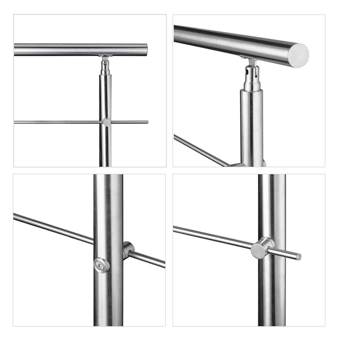AICA Stainless Steel handrail with 3 crossbars Balustrade Stairs Outdoor Indoor FVC3