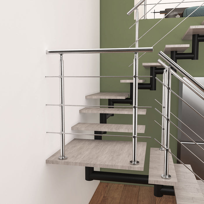 AICA Stainless Steel handrail with 3 crossbars Balustrade Stairs Outdoor Indoor FVC3