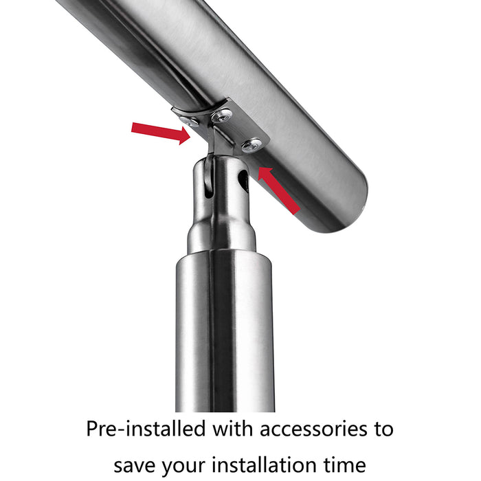 AICA Stainless Steel handrail with 3 crossbars Balustrade Stairs Outdoor Indoor FVC3