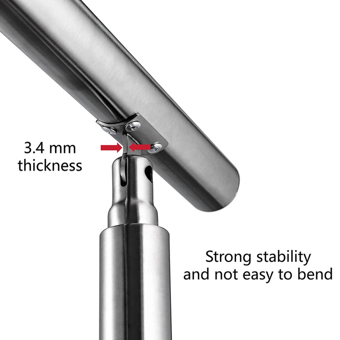 AICA Stainless Steel handrail with 3 crossbars Balustrade Stairs Outdoor Indoor FVC3