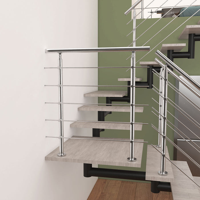 AICA Stainless Steel handrail with 5 crossbars Balustrade Stairs Outdoor Indoor FVC5