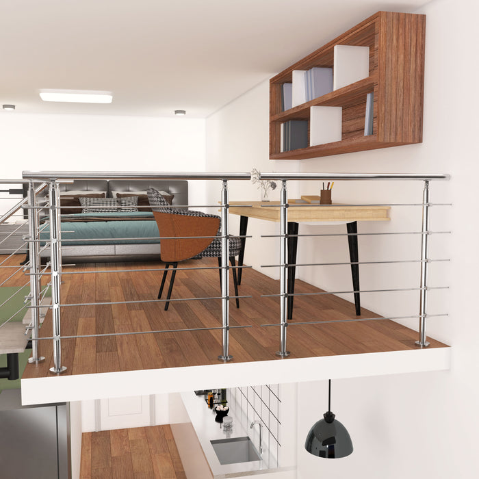 AICA Stainless Steel handrail with 5 crossbars Balustrade Stairs Outdoor Indoor FVC5