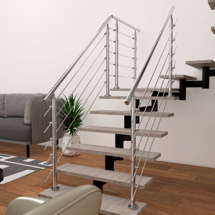AICA Stainless Steel handrail with 5 crossbars Balustrade Stairs Outdoor Indoor FVC5