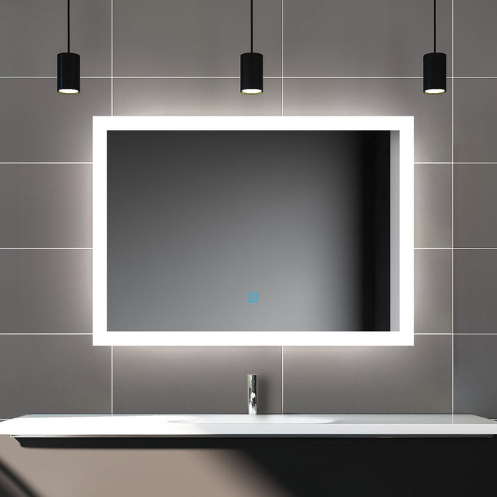 AICA Illuminated LED Bathroom Mirror Wall Mounted Smart Bathroom Vanity Mirror with Demister Pad Anti-fog Mirror