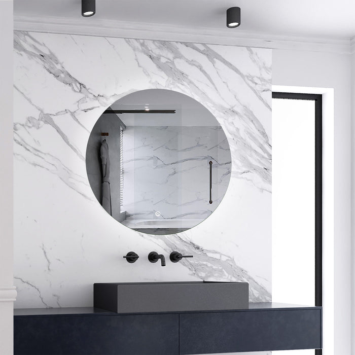 AICA Illuminated Round LED Bathroom Mirror with Anti-fog, Dimmable brightness, Memory Function