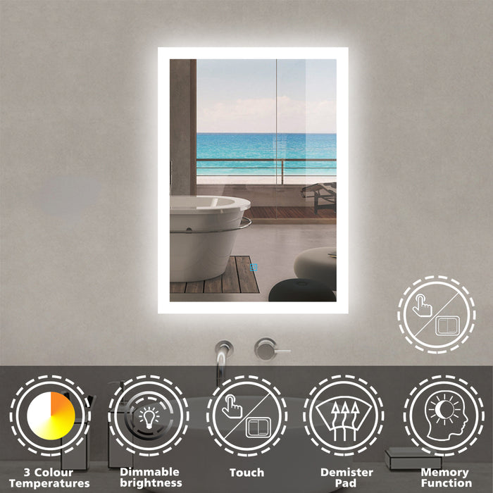 AICA Wall Mounted Bathroom LED Mirror Anti-Fog/ Rectangular Touch Sensor