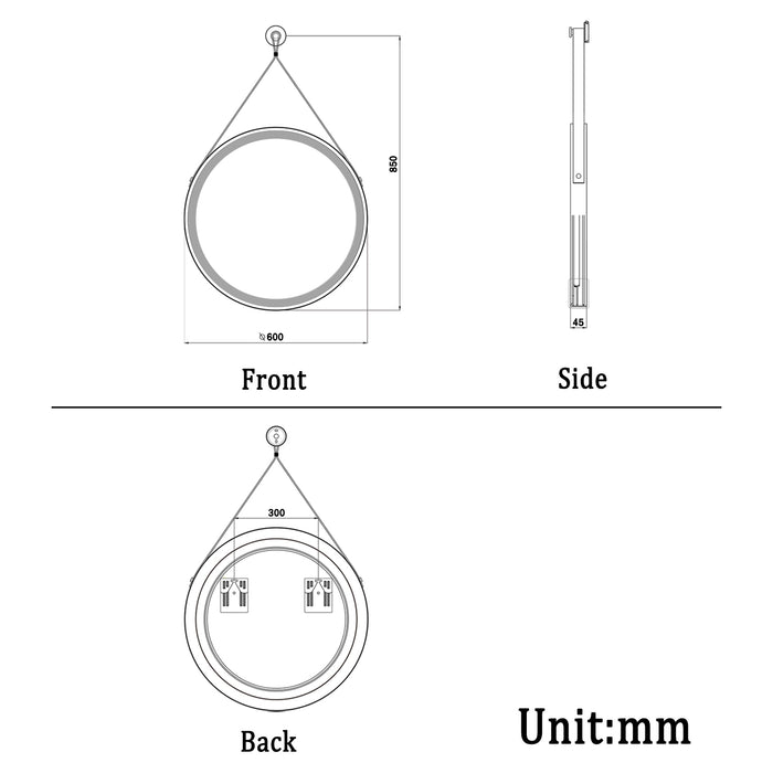 Bathroom Mirrors with Leather Strap