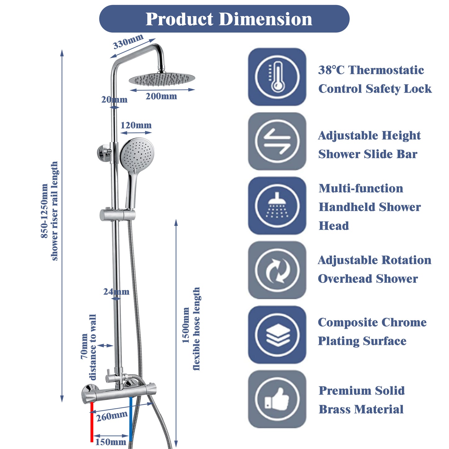 AICA round silver shower set