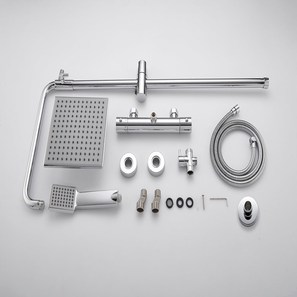 AICA 9 Inch Square Overhead Thermostatic Mixer Shower Set