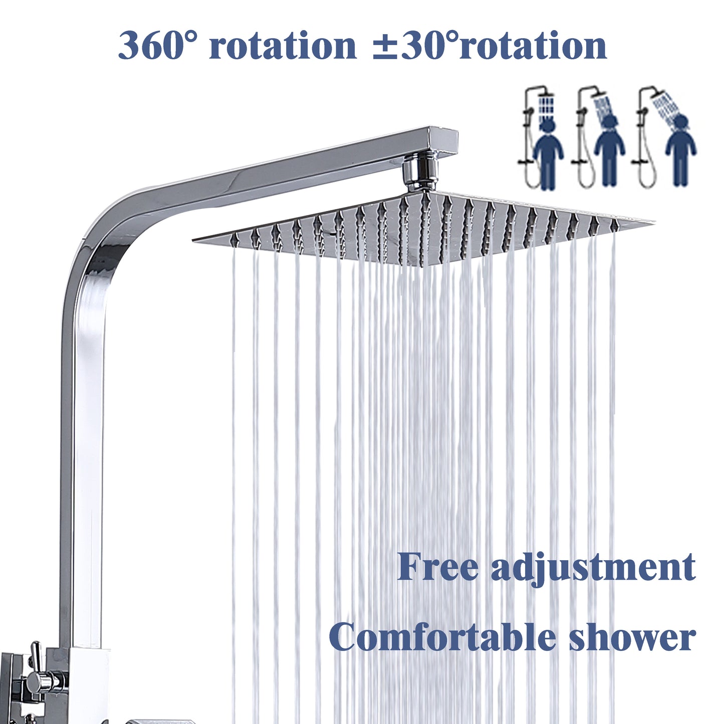 AICA SQUARE CHROME SHOWER SET