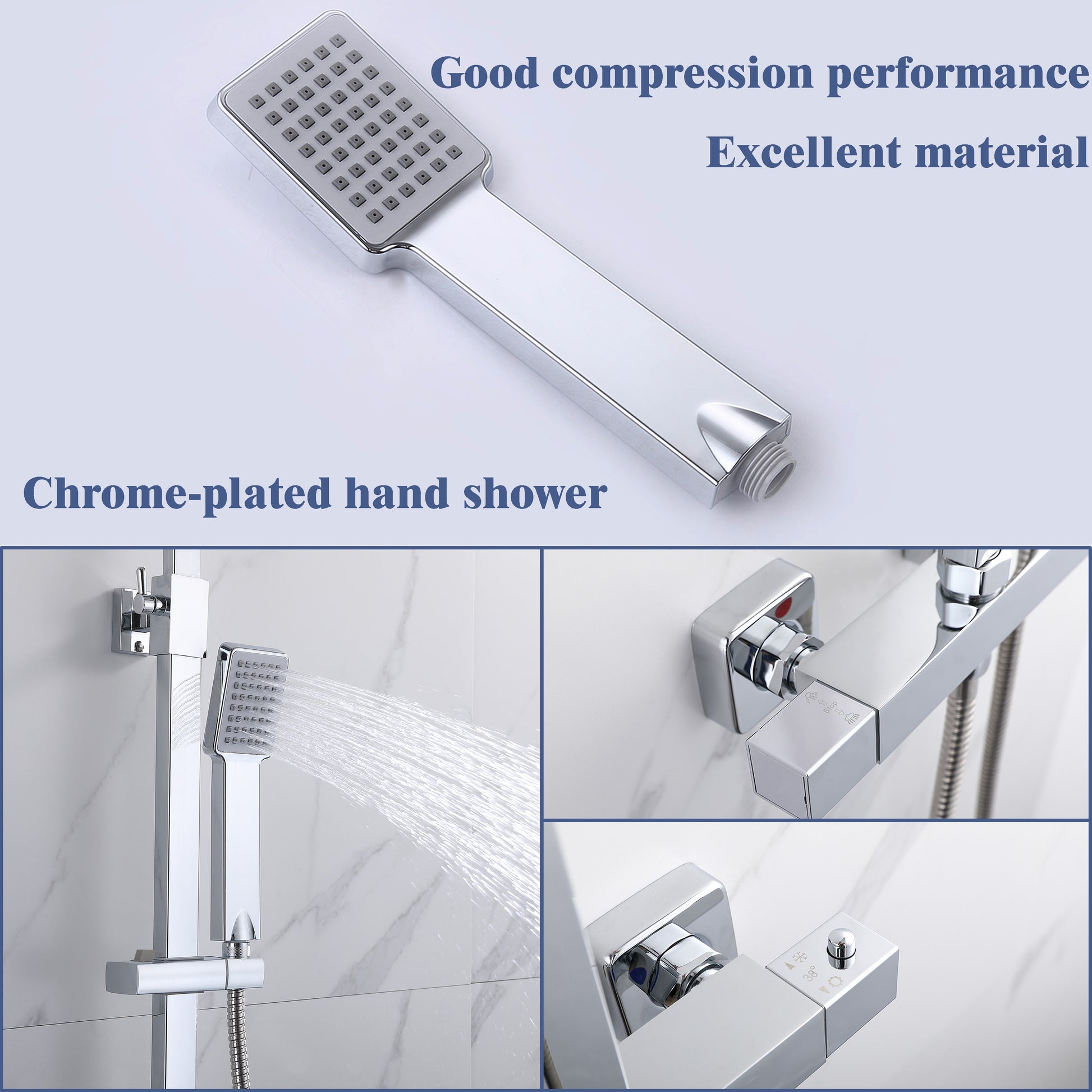 AICA 8 Stainless Steel Top Spray Bathroom Thermostatic Shower Mixer Se