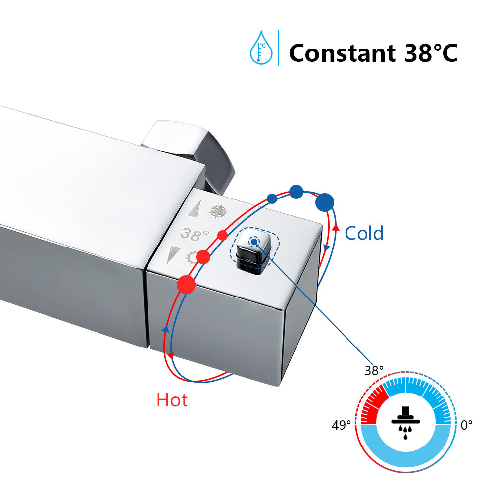 AICA Bathroom Shower 38 Degrees Constant Temperature Shower, Single Fu