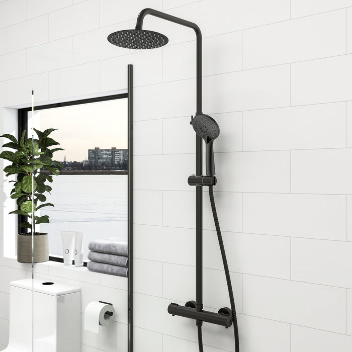 AICA Bathroom Stainless Steel Top Spray Thermostatic Shower Set Mixer 61H