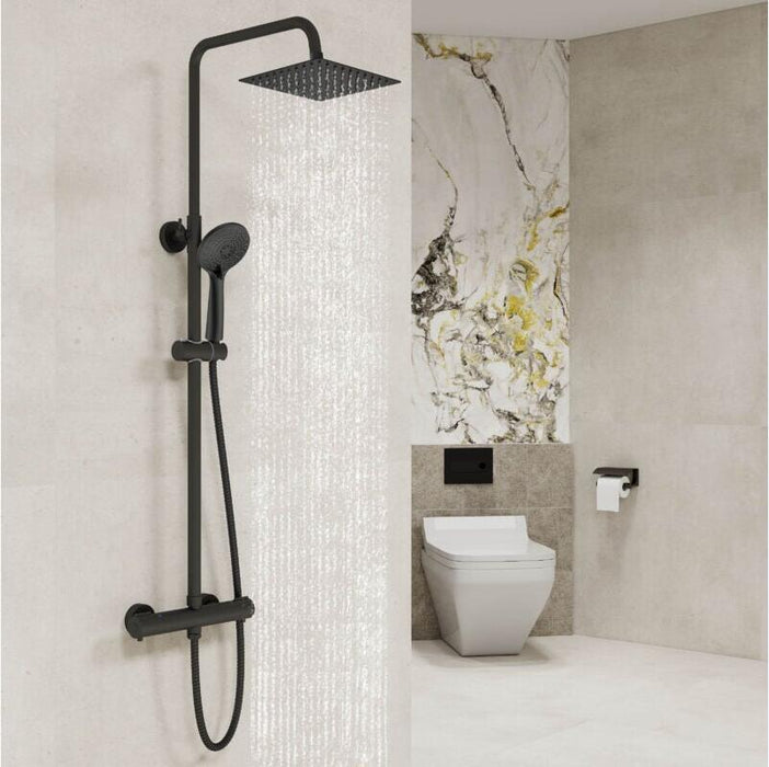 AICA Bathroom Black Thermostatic Shower Mixer Set