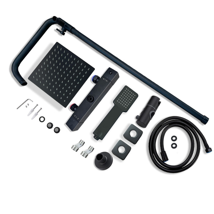 AICA Bathroom Black Stainless Steel Top Spray Thermostatic Shower Set Mixer