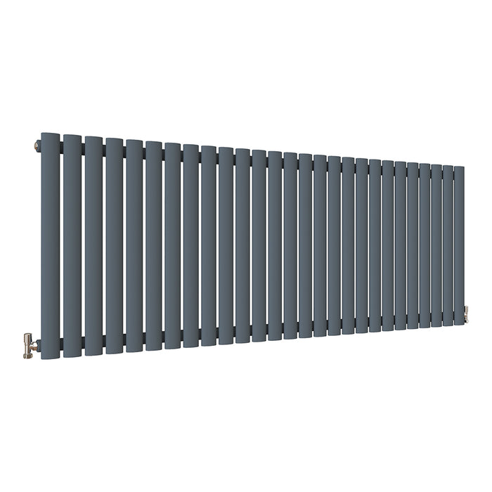 Horizontal Oval Column Anthracite & White Designer Central Heating Radiator UK