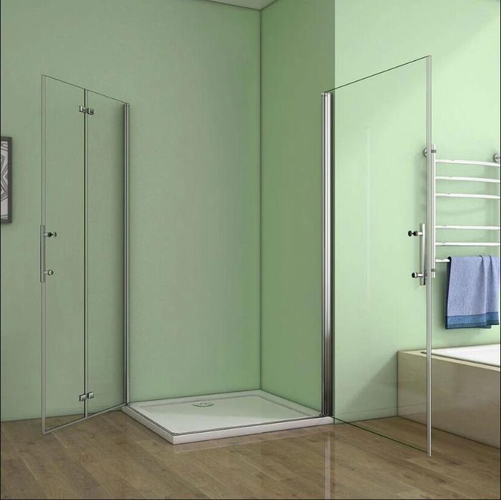 AICA Shower enclosure corner entry bifold pivot door C