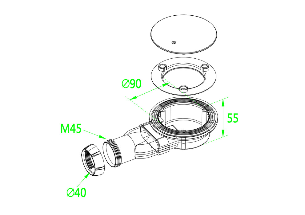 Square Rectangle White Shower Stone Tray Free Waste Trap