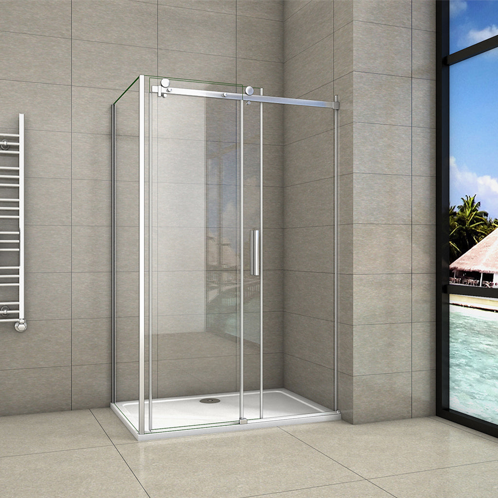 110x80CM Frameless Sliding Shower Door Enclosure Glass Panel