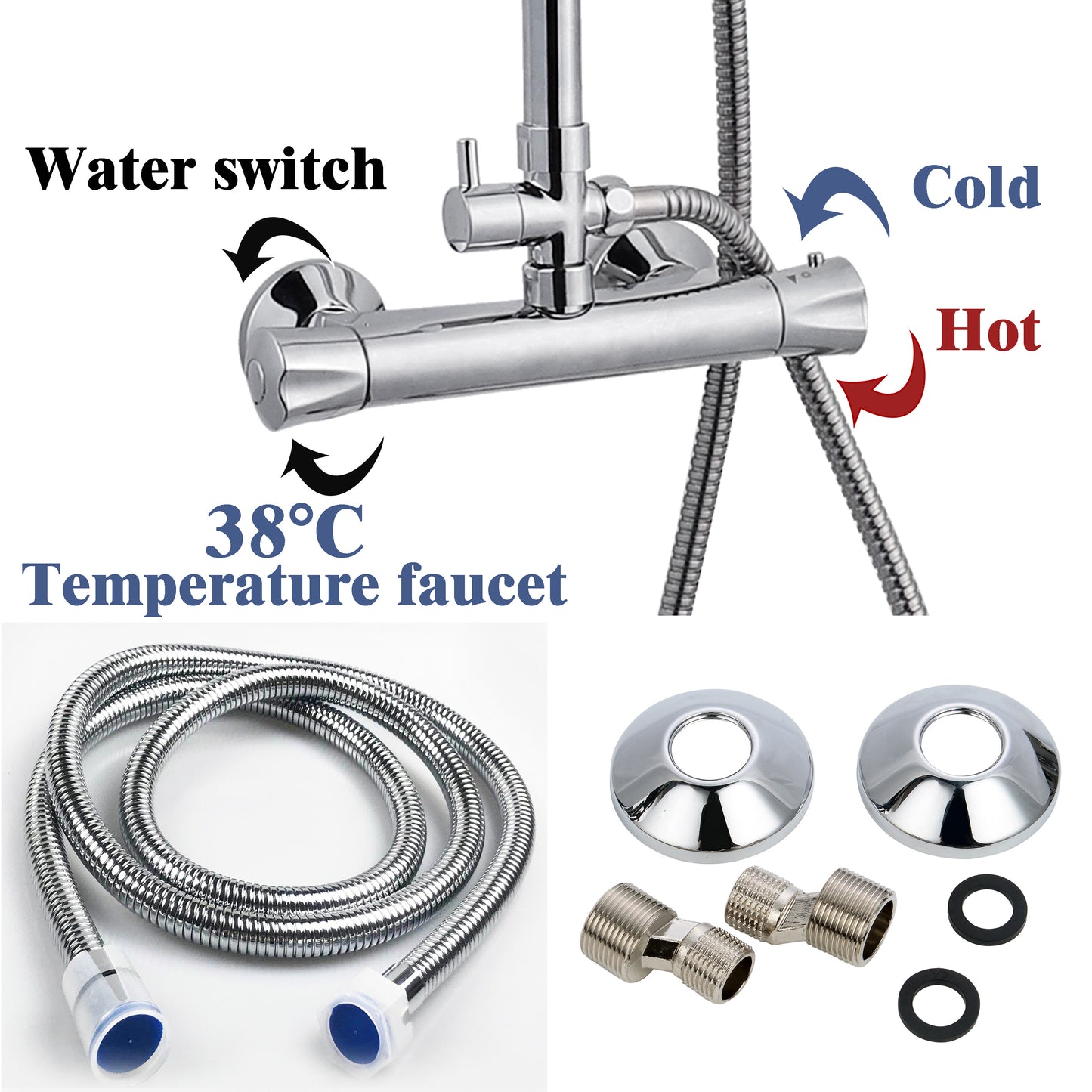 AICA ROUND SILVER SHOWER SET
