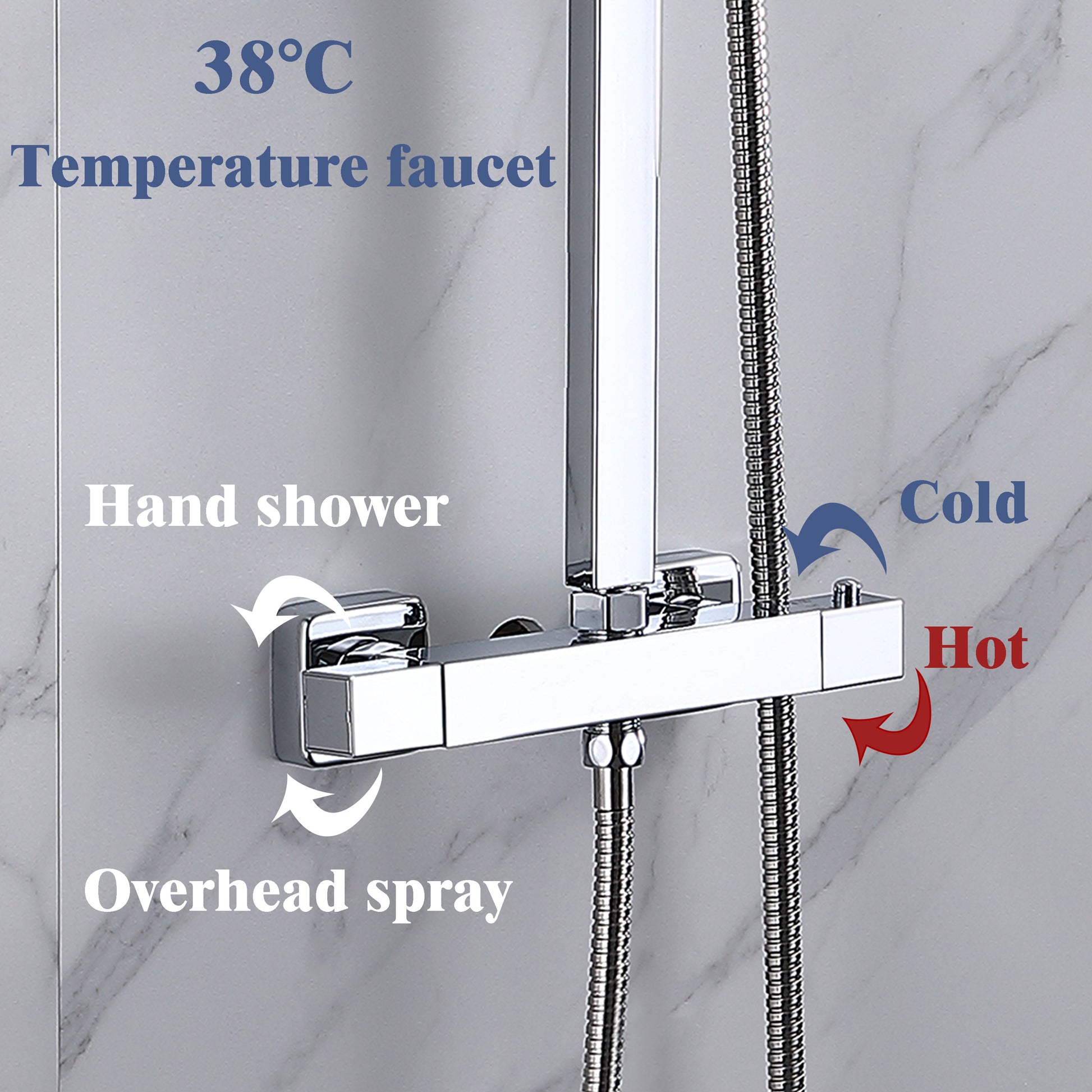 AICA Bathroom Thermostatic Shower Mixer 9 Overhead Rainfall Shower Hea