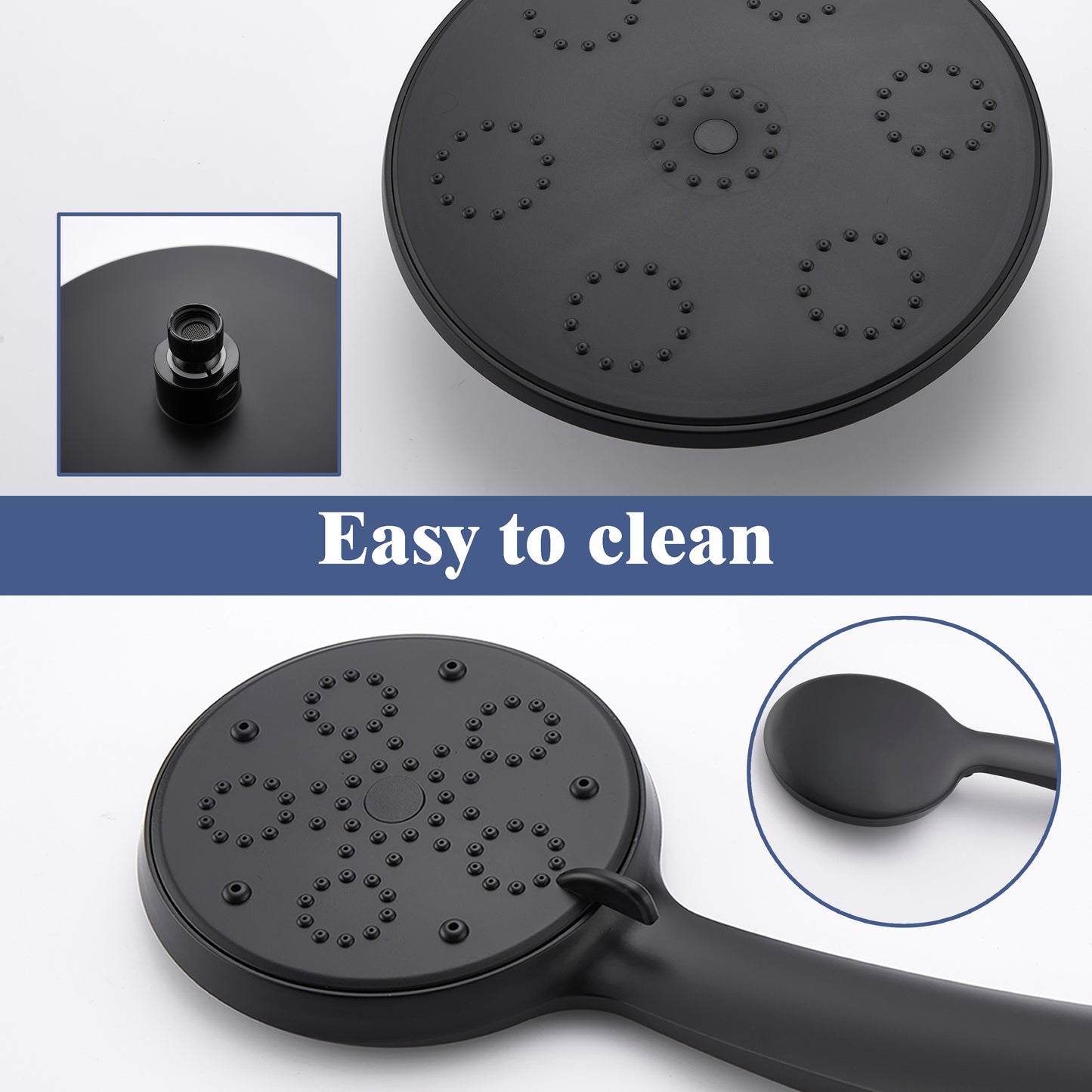 AICA Black Round Shower Set