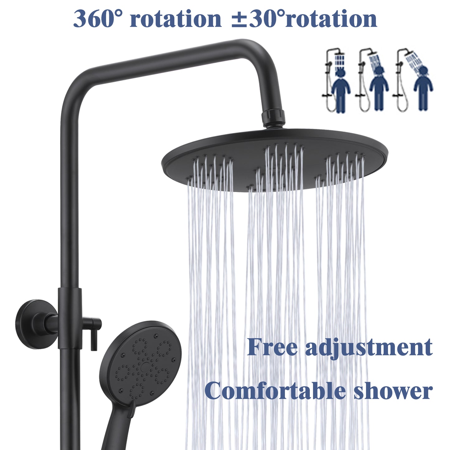 AICA Black Round Shower Set