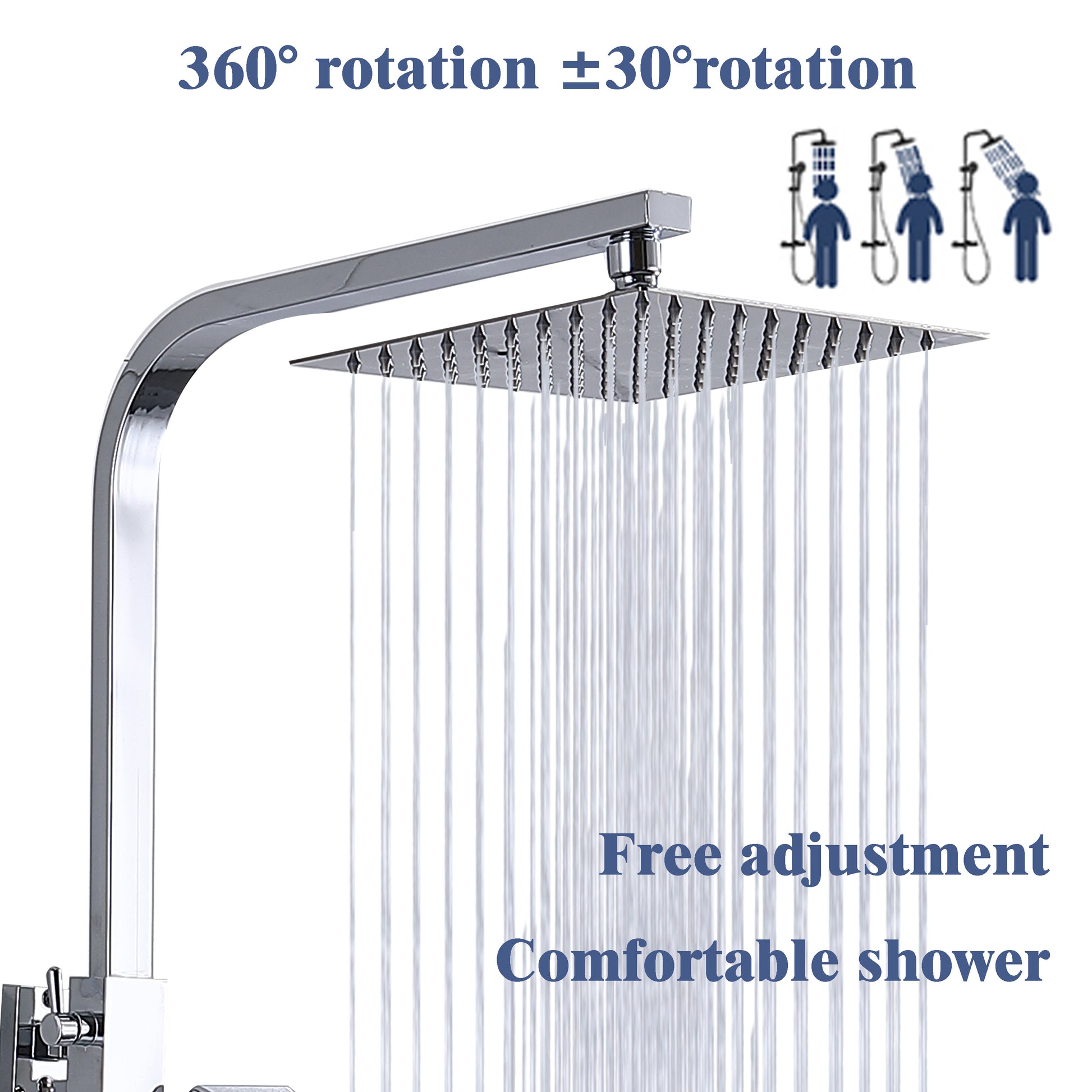 AICA Bathroom Thermostatic Exposed Shower Mixer Twin head Large Square