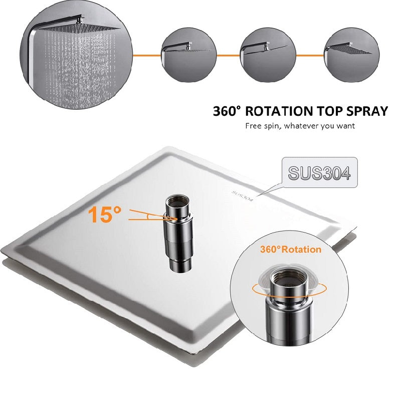 AICA square chrome shower set
