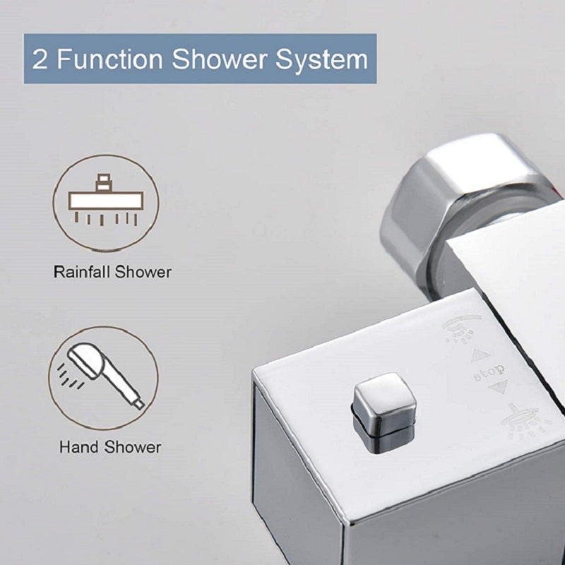 AICA square chrome shower set