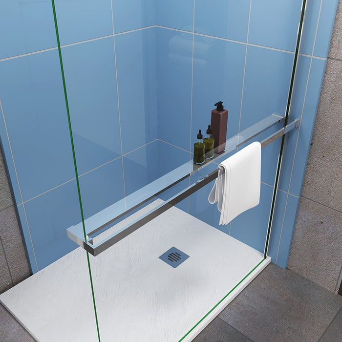 Chrome Towel Rail Rack 800-1400mm for 8mm Glass Panel